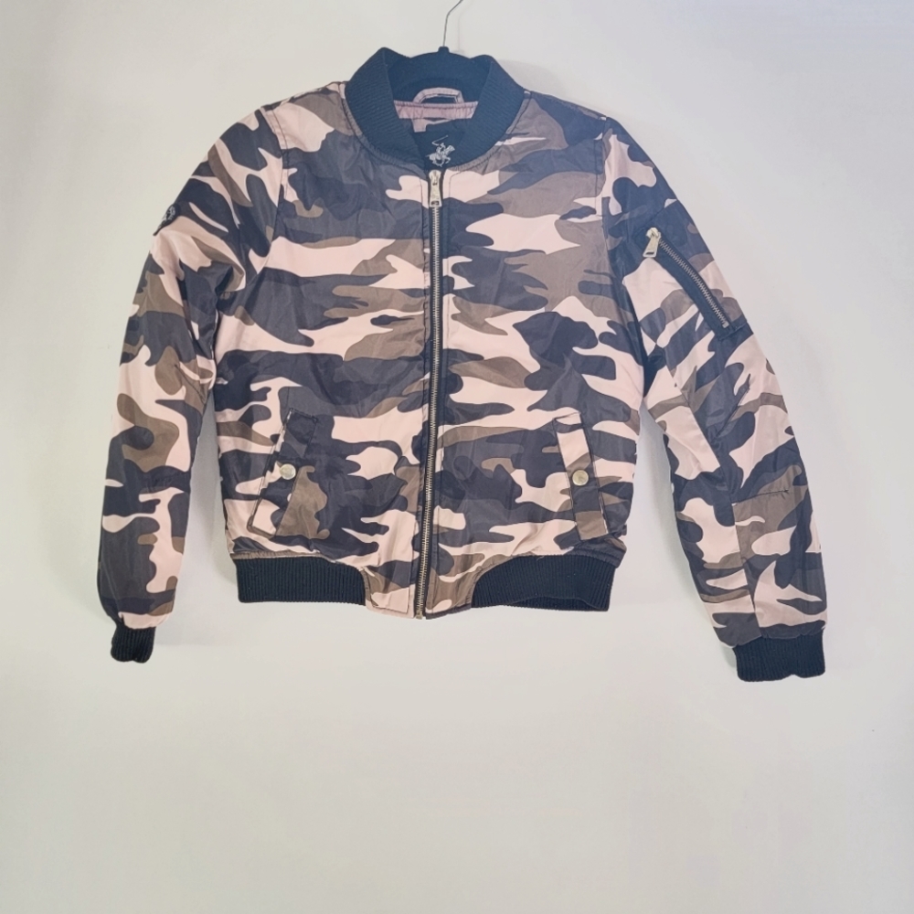 Camo bomber jacket Beverly Hills Polo Club with front snap button pocket 10/12 M